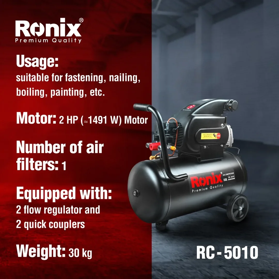 Ronix RC-5010 Hot Selling 220-240V Professional 2800RPM Power Tools 50L Air Compressor Central Pneumatic Air Compressor Motor