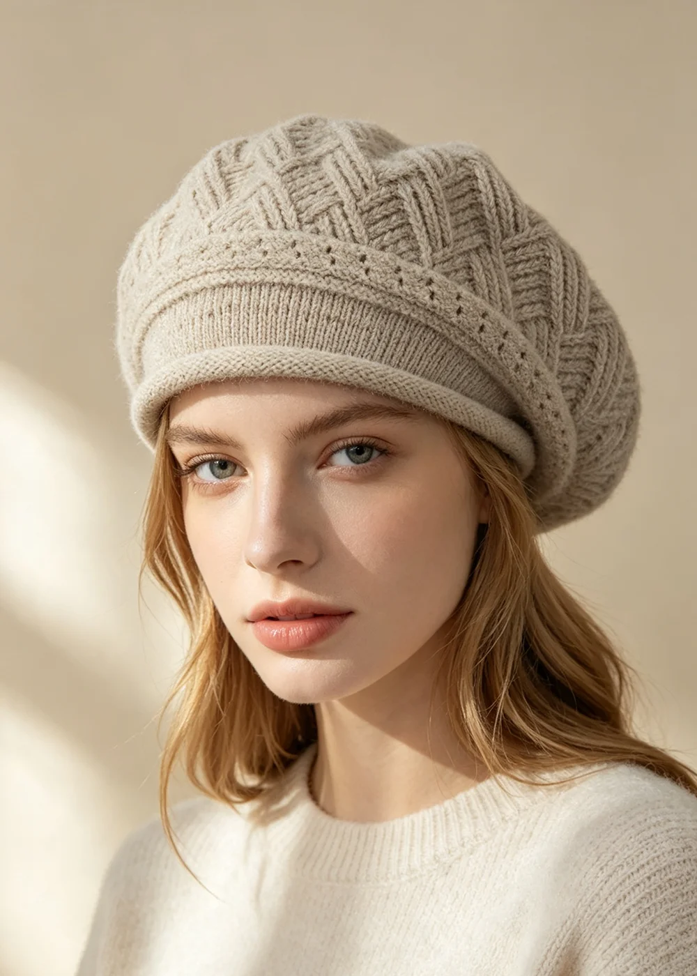 2026 new Solid Color Beret Korean Crochet Casual Versatile Bud Hat Women's Autumn and Winter British Retro Knitted Hat Female