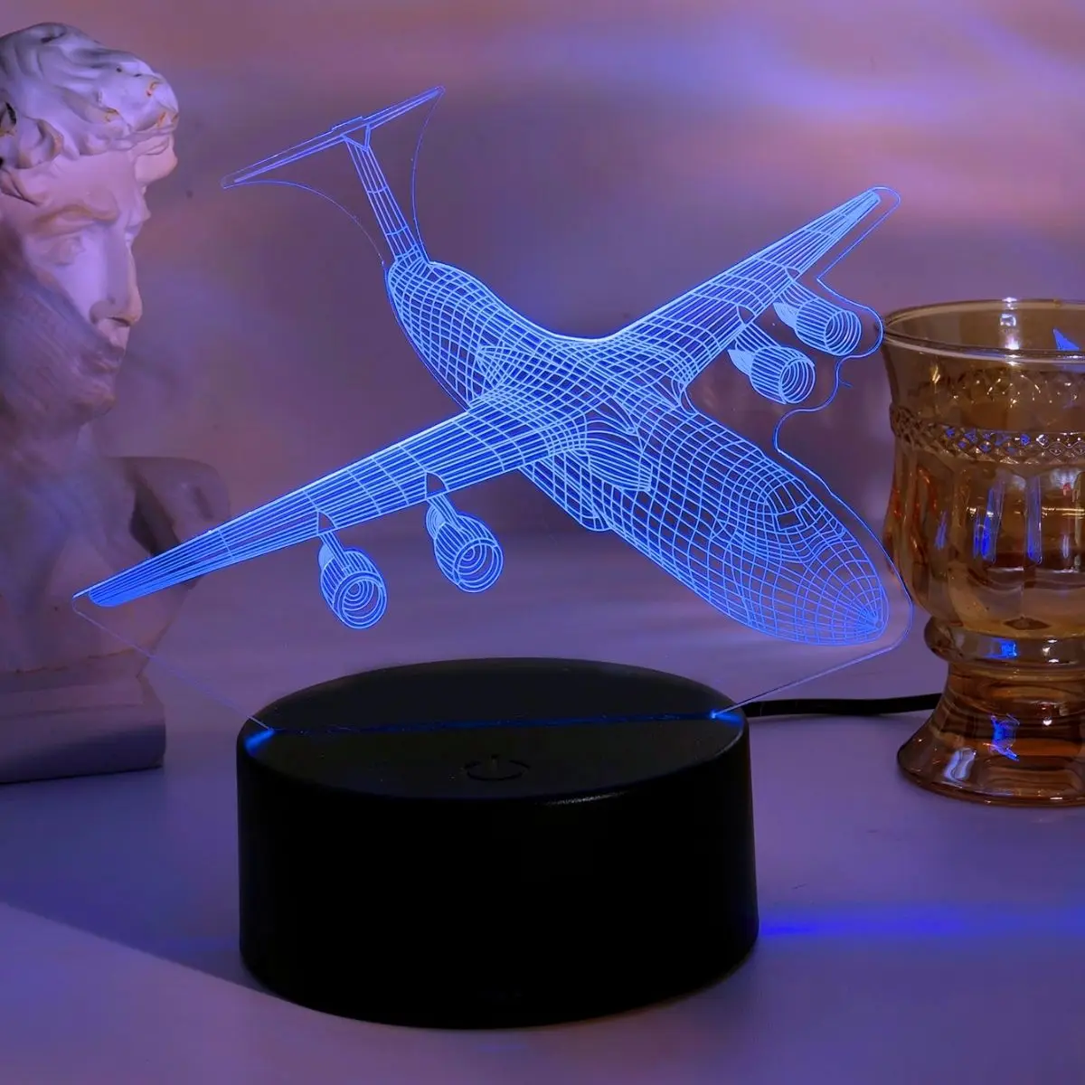1pc 3D Airplane Night Light, USB Multi-Color Ambient Light, Bedroom desktop Decoration, Holiday Gift Night Light
