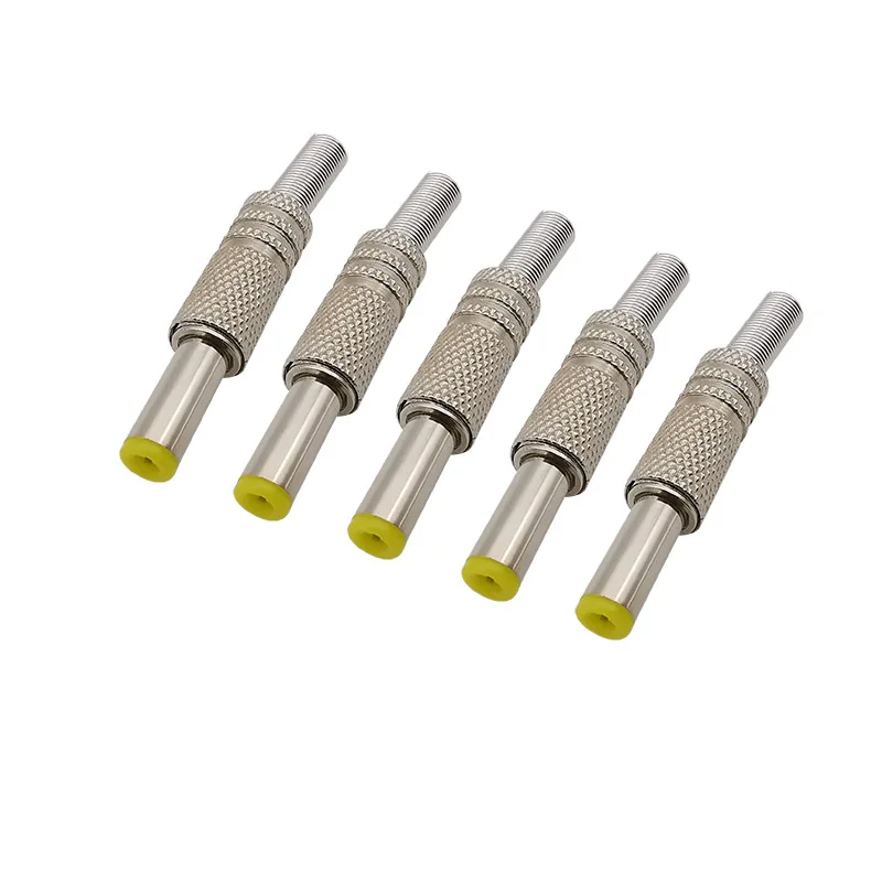 

Metal 5.5 x 2.1mm DC Power Male Plug Soldering Type Connector With Spring Tail DC Power Plugs Adapter For DIY Repair