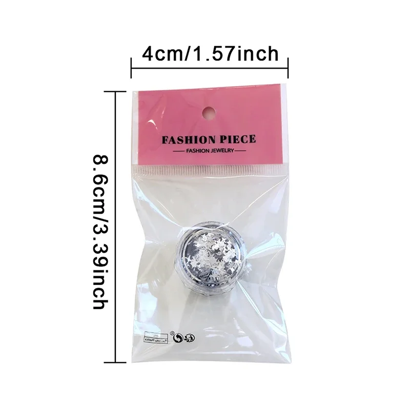 ชุดตกแต่งเล็บ 1 กระปุก ประกายเงินวิบวับ รูปทรงผสมผสาน ลายดาว รูปหัวใจ ดาวเล็ก แผ่นตกแต่งเล็บ ลายเพลท ประกายวิบวับ สติ๊กเกอร์ตกแต่งเล็บ