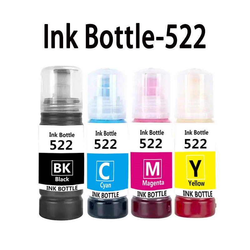 Tinta de recarga 522 T522 para impresoras Epson EcoTank ET-1810 ET-2400 ET-2720 ET-2800 ET-2803 ET-4700 ET-4800 ET-1110