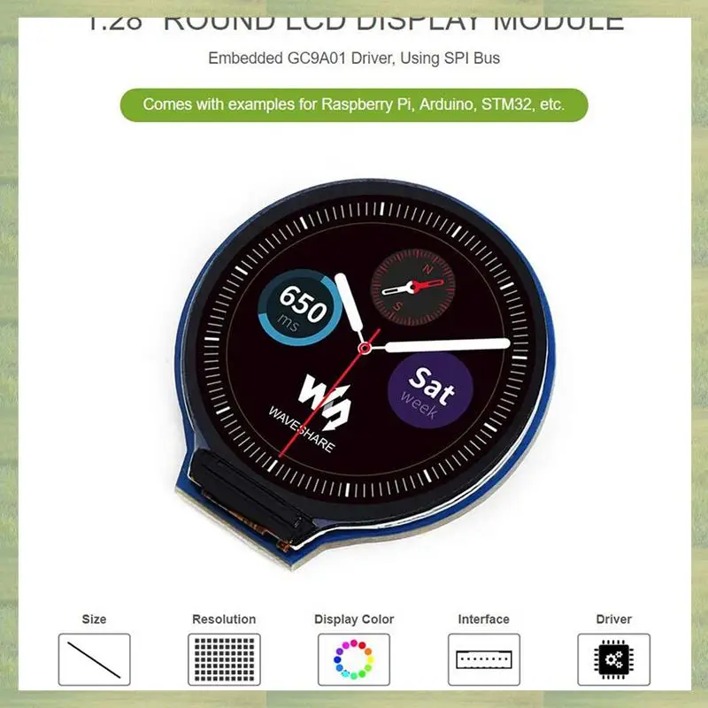 N15R-5Pcs 1,28 Zoll Runde Display LCD Screen Modul GC9A01 SPI Kommunikation RGB 65K Farbe Unterstützung Für Raspberry