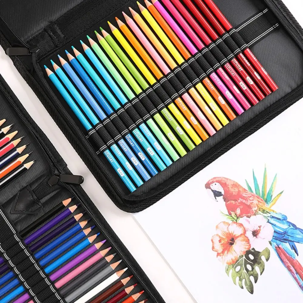 36/48/72 Holes Folding Pen Curtain Black Oxford Pencil Bag Professional Painting Pencil Organizer Pen Insert Canvas Colored