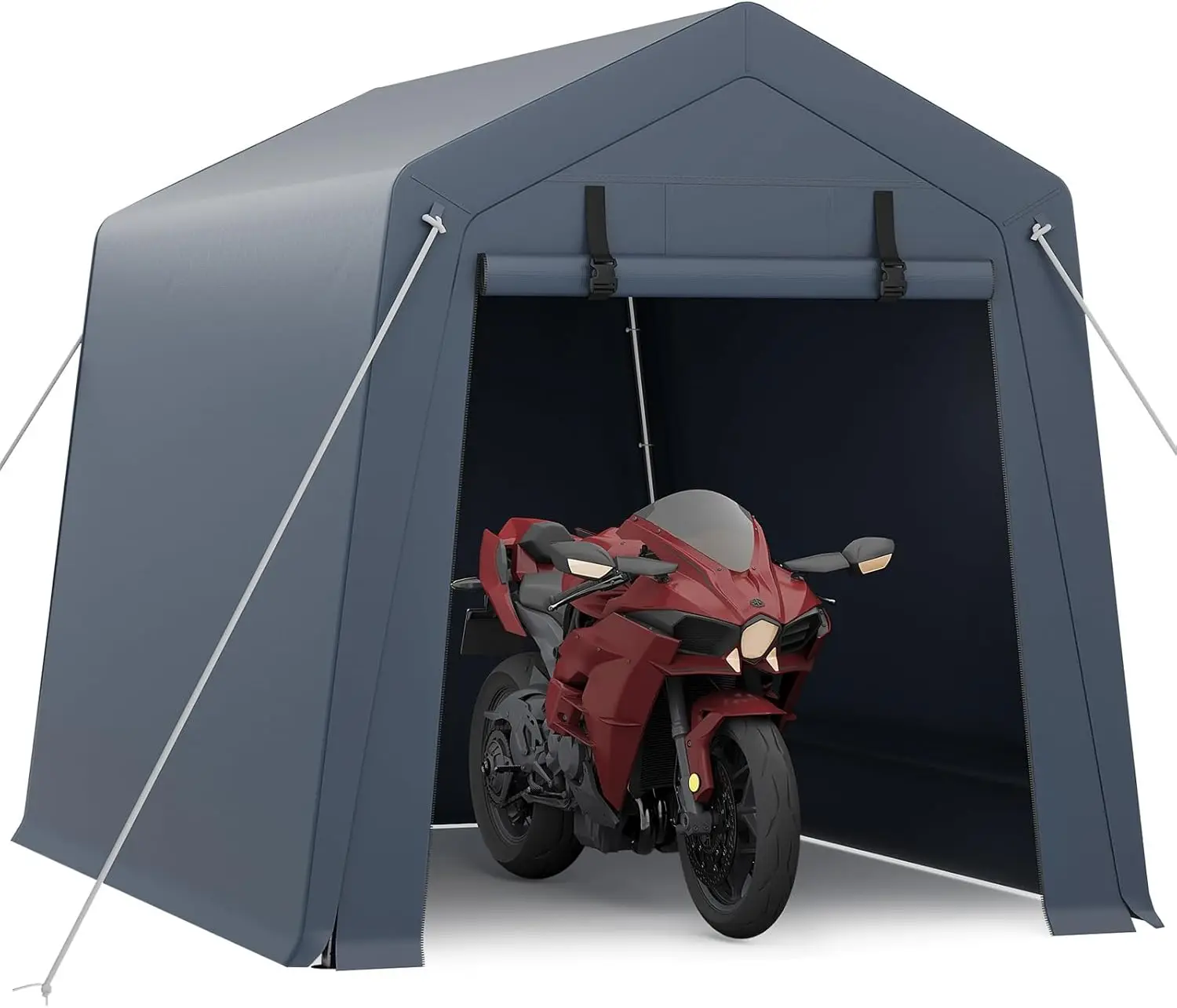 

6x8 Ft Carport Heavy Duty Tent with Roll-Up Windows, Portable Garage with Removable Sidewalls & Doors, Car Canopy All-Season