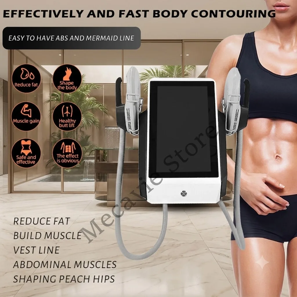 6500W EMS NEO Body Sculpting Machine HIEMT Electromagnetic Muscle Stimulator 2 Handles Body Shaping Device Butt Lifting Abdomen Leg Arm Contouring Salon Home Use Non Invasive Sweat Free Body Slimming Equipment