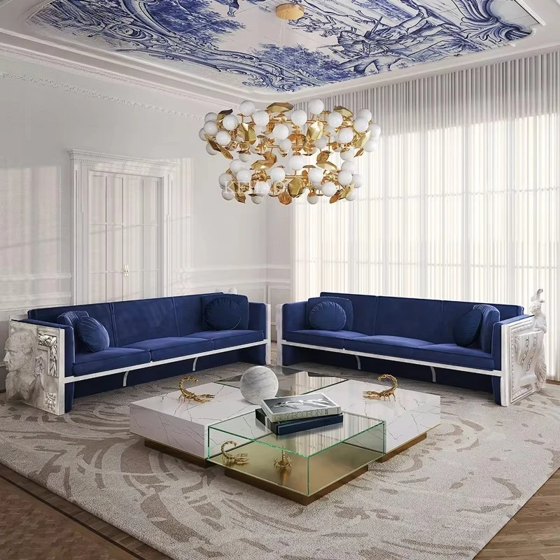 Unique Design Mirror Glass Box Coffee Tables With Noble Marble Coffee Table Set Luxury Modern Modular Center Table