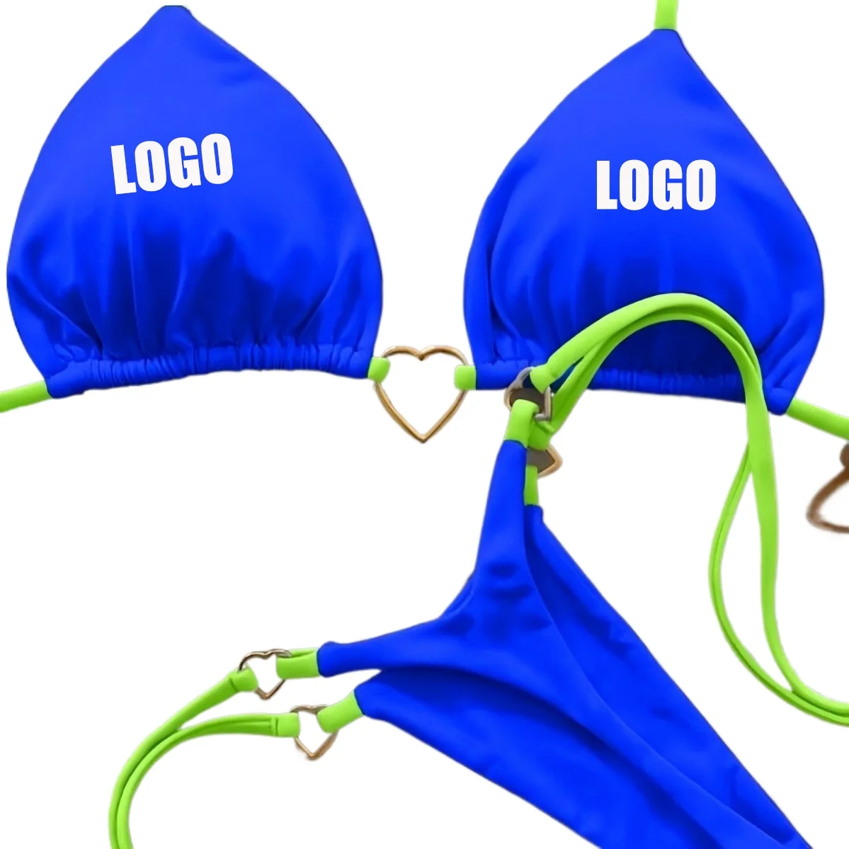Customized LOGO women's new contrasting color bikini strap split swimsuit set