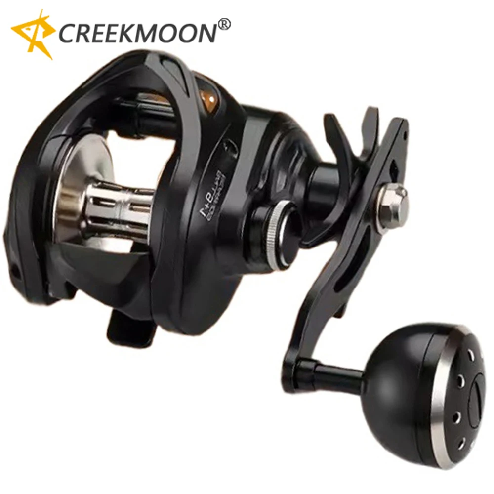 Carrete de Pesca de Metal para Baitcasting, 16 kg de Arrastre, 9+1BB, Relación de Engranajes 6.3:1, Manivela de Fibra de Carbono, Carrete de Baitcasting para Pesca en Mar y Embarcaciones