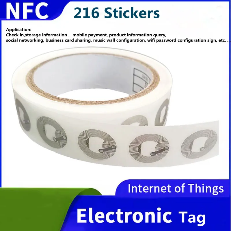 

Ntag216 Самоклеящаяся наклейка NFC-метка, наклейка 13,56 МГц, ISO14443A, электронная бирка, универсальная клейкая этикетка для телефона 216 RFID