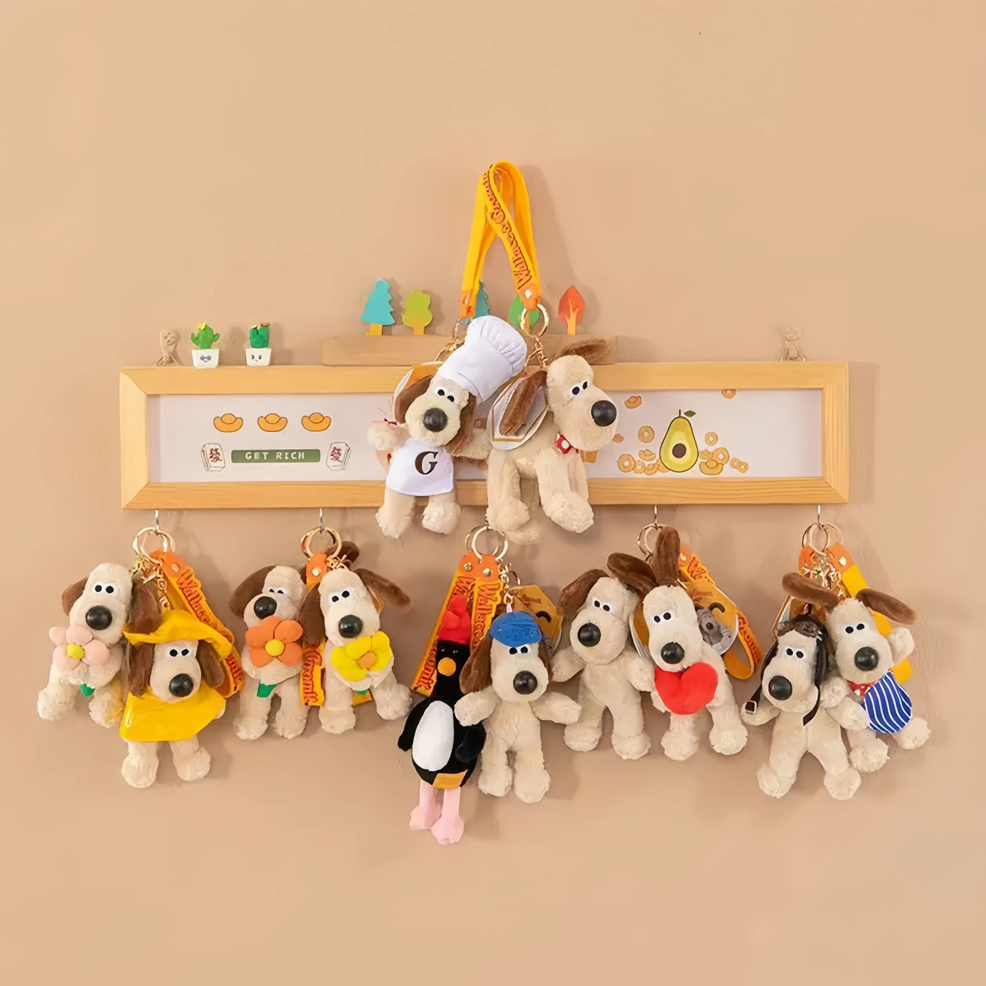 الأصلي مع علامة والاس جروميت مفتاح سلسلة جروميت ألعاب من نسيج مخملي حقيبة قلادة المفاتيح Kawaii لطيف مفتاح سلسلة سيارة مفتاح ديكور هدية عيد الميلاد