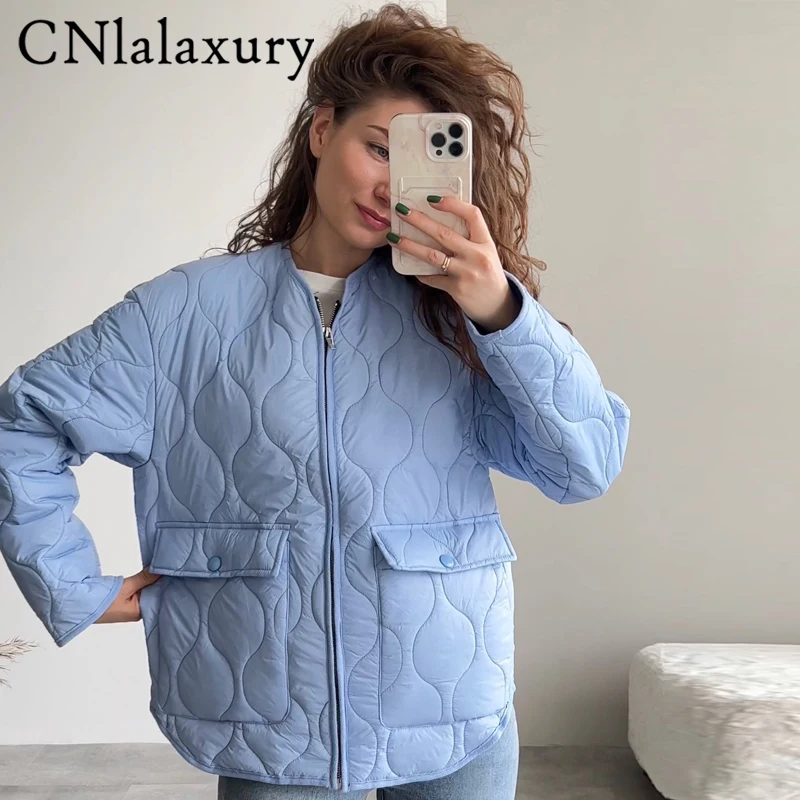 CNlalaxury New 2022 Spring Autumn Women Jackets Thin Parkas Oversize Vintage Long Sleeve Coat femme Chic Outwear