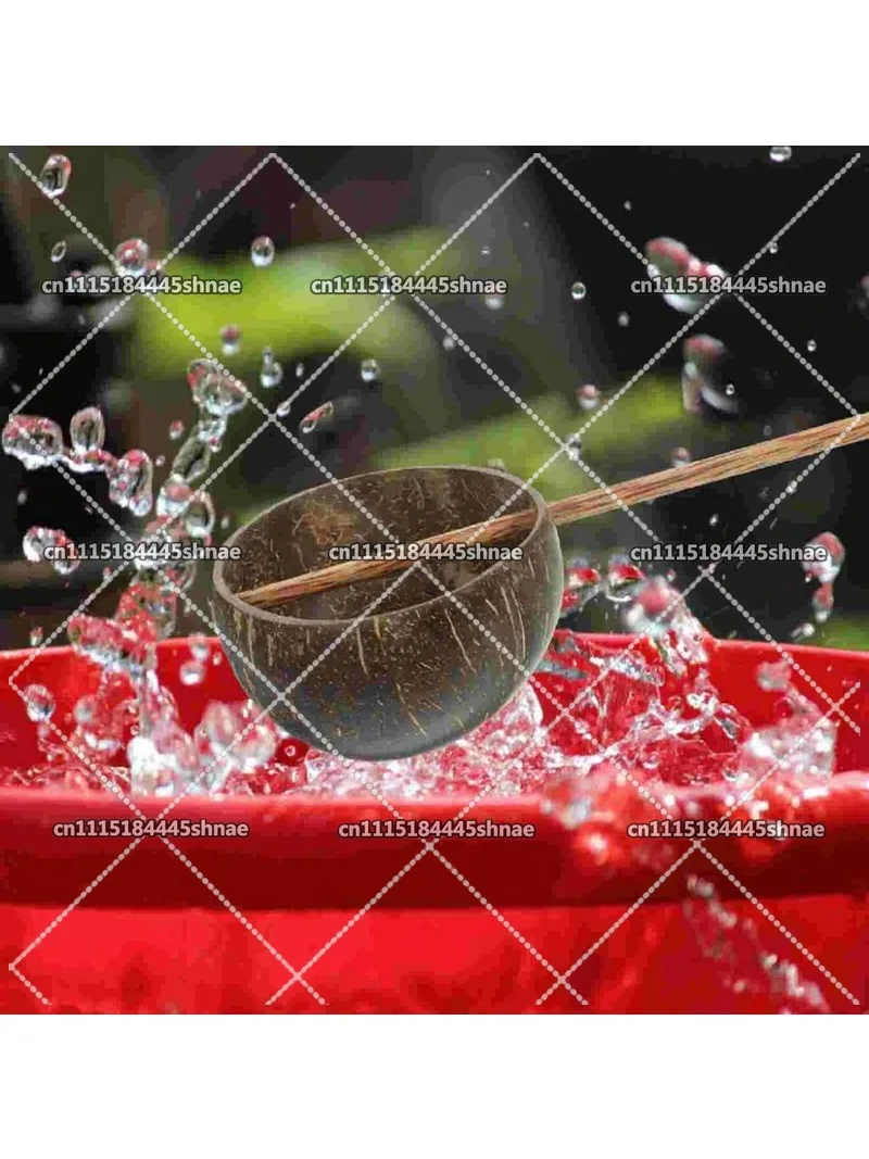 Wooden Coconut Shell Water Scoop Sturdy Bath Spoon Multipurpose Kitchen Ladle Creative Sauna Spoon Household Bathroom Scoop