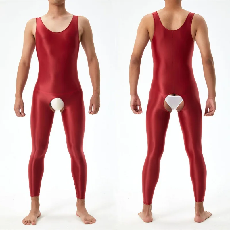 

2025 новый сексуальный мужской маслянистый и блестящий комбинезон для всего тела, высокая эластичность, большой размер, открытый файл, бесплатное развлечение 7150