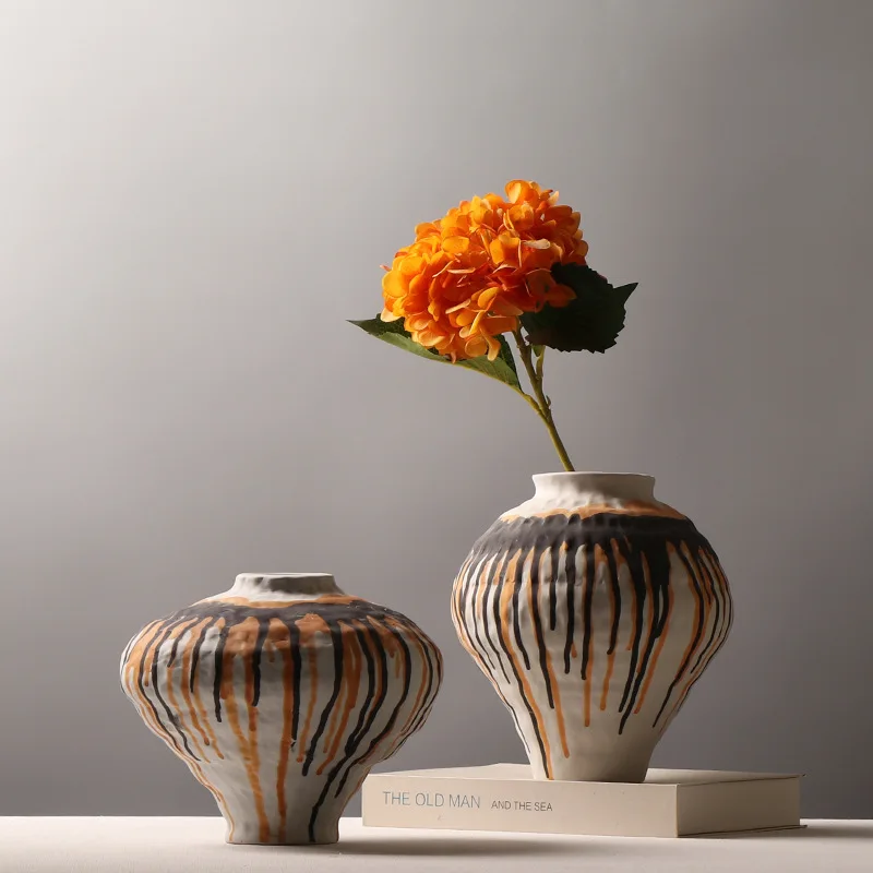Ceramic Vase Fluid Flow Flower Vase Retro Flowerpot Flower Arrangement Accessories Ceramic Handicrafts Home Decoration