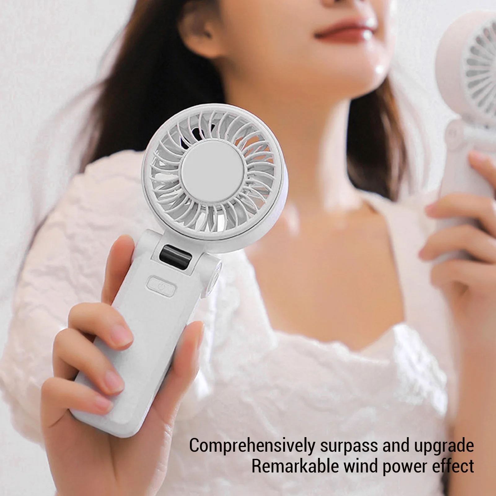 

Ручной складной вентилятор с 5 скоростями, регулируемый, тихий, с цифровым дисплеем, портативный, с ремешком для занятий спортом на открытом воздухе