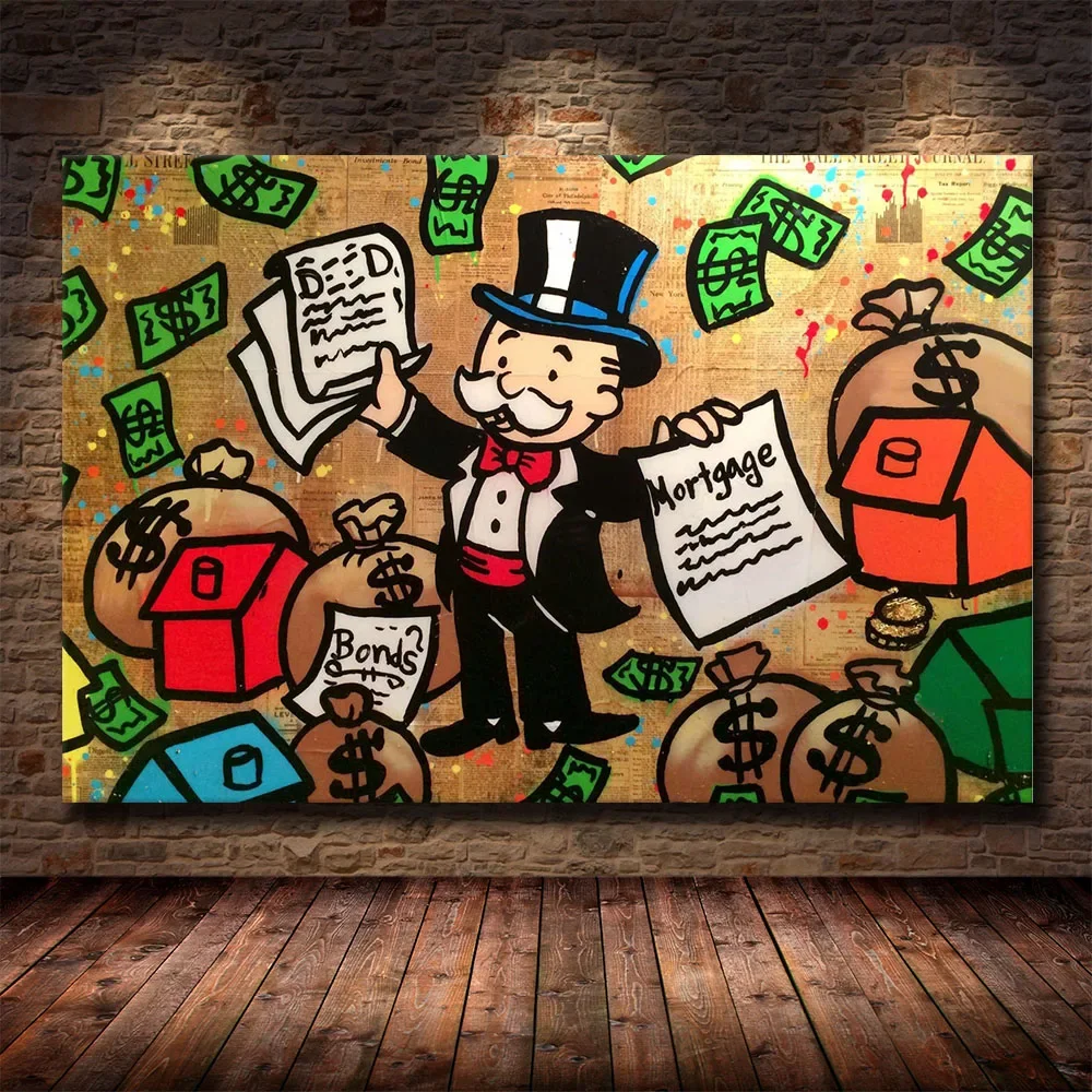 Alec Monopoly Richer Scrooge Dollars Graffiti Street Posters Canvas Paintings Decorative Wall Art Print Pictures Room Home Decor