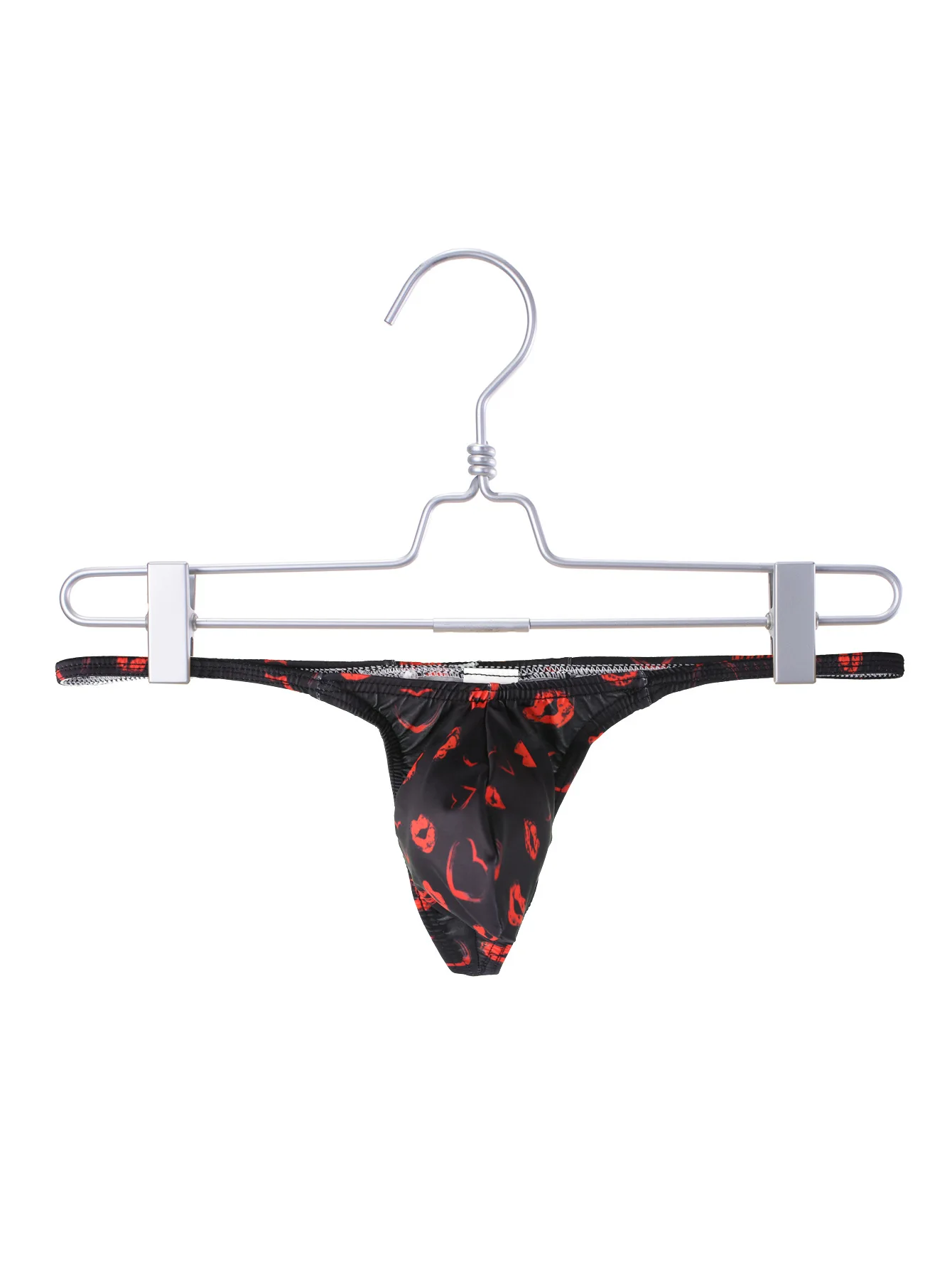 Men's Sexy T-Back Thong Underwear, Lip & Heart Print Pattern, Low-Rise Slim Fit, Soft Fabric for Trendy Intimate & Romantic Wear