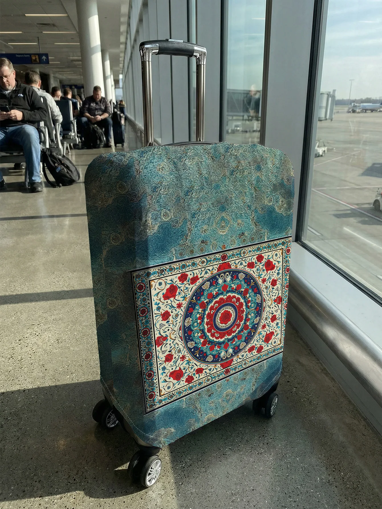 Vintage Pattern Print Luggage Cover, Suitable for 18-32 Inch Luggage Cover, Luggage Handle Glove, Travel Accessories