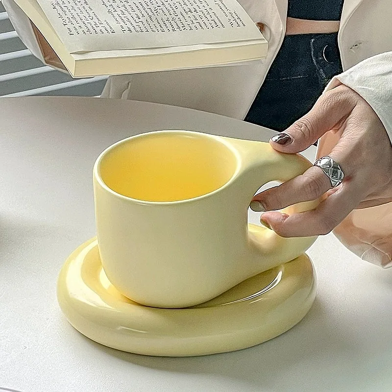 Nordic Style Ceramic Chubby Mug Coffee Cup For Couple Breakfast Valentine Gift Large Capacity Water Cup Porcelain Drinkware Home