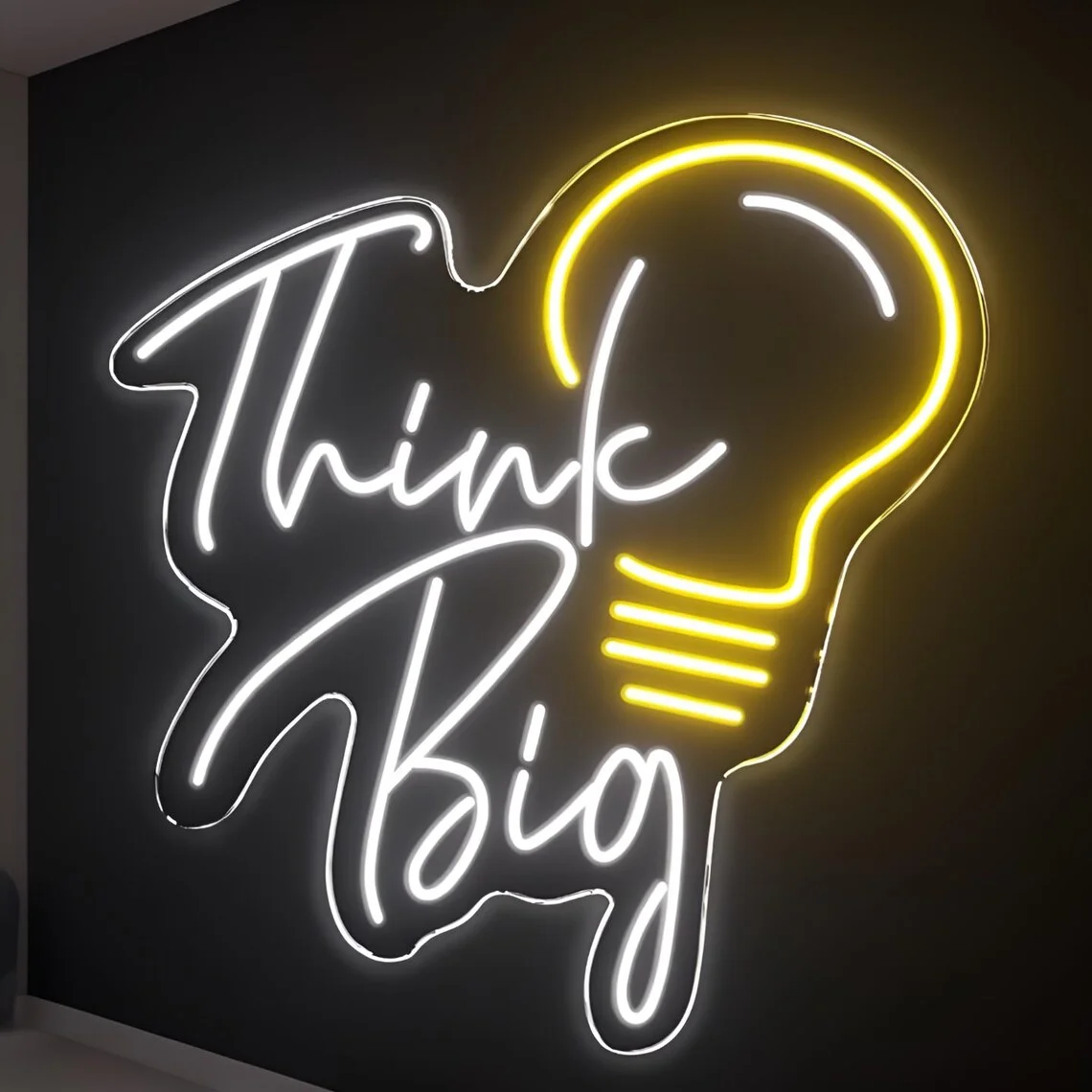 Think Big Neon Sign, Inspiring Quote Room Art Decor, Creative Neon for Home Office