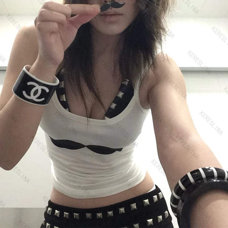 Retro early vintage casual slim fit classic popular versatile camisole top summer high street gothic hip-hop rock camisole top