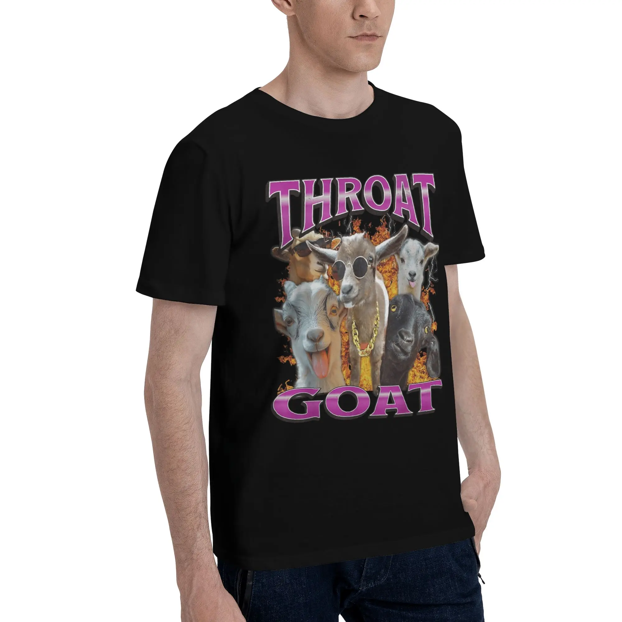 Men Women Printed Throat Goat Funny Adult Humor  T Shirt Tee Cotton  T-shirts Clothes