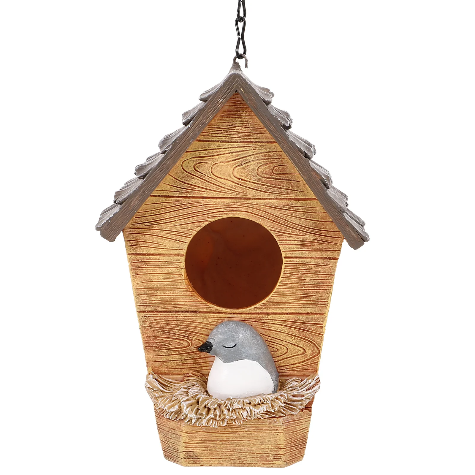 

Resin Wood-Style Bird for Outdoor Hanging Nest Backyard Garden Decoration Bird Home Garden Decoration Park Ornament