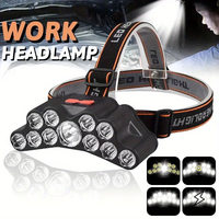 11 LED Headlamp Strong Light Head Lamp Type-C Rechargeable Headlight Built-in 18650 Battery Fishing Flashlight Outdoor Lantern