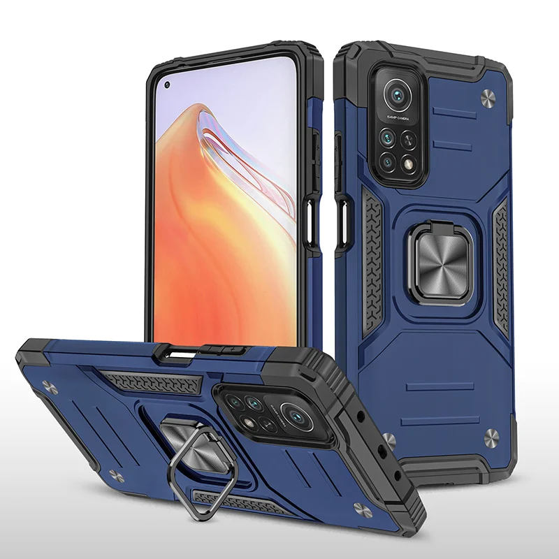 Armor Shockproof Phone Case For Xiaomi Mi 10T Pro Mi10T Mi 10 T Magnetic Metal Ring Stand Holder Back Cover For Mi 10T Lite Case