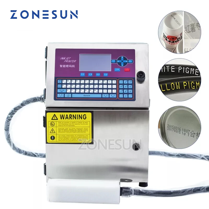 

ZONESUN Glass Metal Steel Plastic PVC Carton Batch Number Logo Mark Can Date Coding Inkjet Printer Digital Code Printing Machine