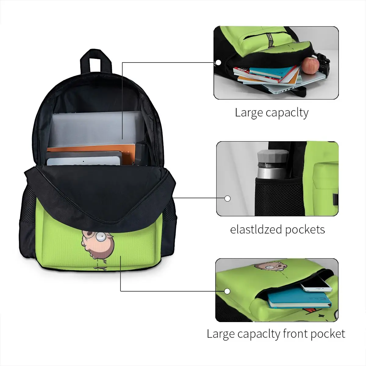 Invader Zim Gir Dib Groene Dib Robot Rugzak Mochila Trend Student Schooltas Laptop Rugzak Tiener Grote Reizen Schoudertas