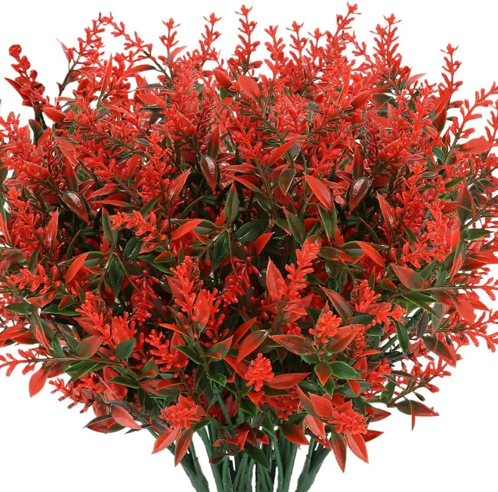 

6PCS Artificial Lavender Flowers Plants,Lifelike UV Resistant Fake Shrubs Greenery Bushes Bouquet to Brighten up Your Garden
