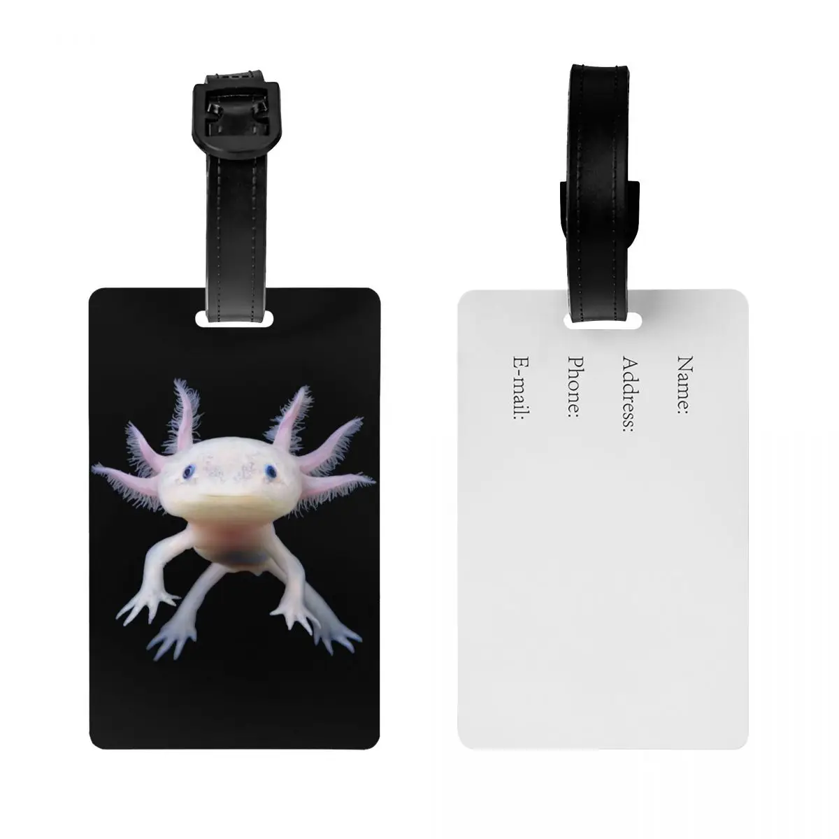 Etiqueta de equipaje Axolotl para maletas, etiqueta de identificación de cubierta de privacidad, Animal salamandra lindo