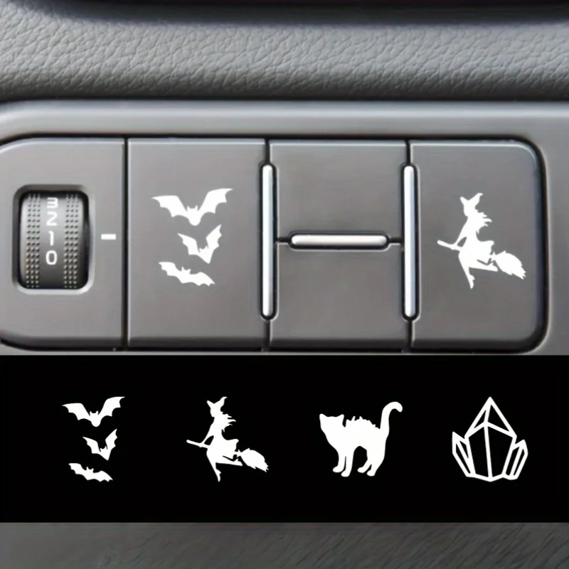 4 шт./компл. жуткий набор наклеек «Ведьма и летучая мышь» на Хэллоуин-водонепроницаемая съемная виниловая наклейка для ноутбука, декора автомобиля, декор на Хэллоуин