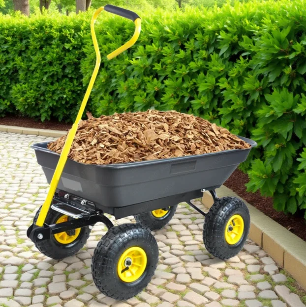 Four-wheeled plastic dump truck, tiger car, dump trailer, hand-pulled tool cart