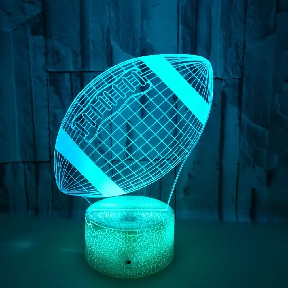 Nighdn luz nocturna de Rugby 3D, ilusión óptica, lámpara de mesita de noche LED, decoración del hogar de fútbol, regalo de cumpleaños y Navidad para niños y niñas