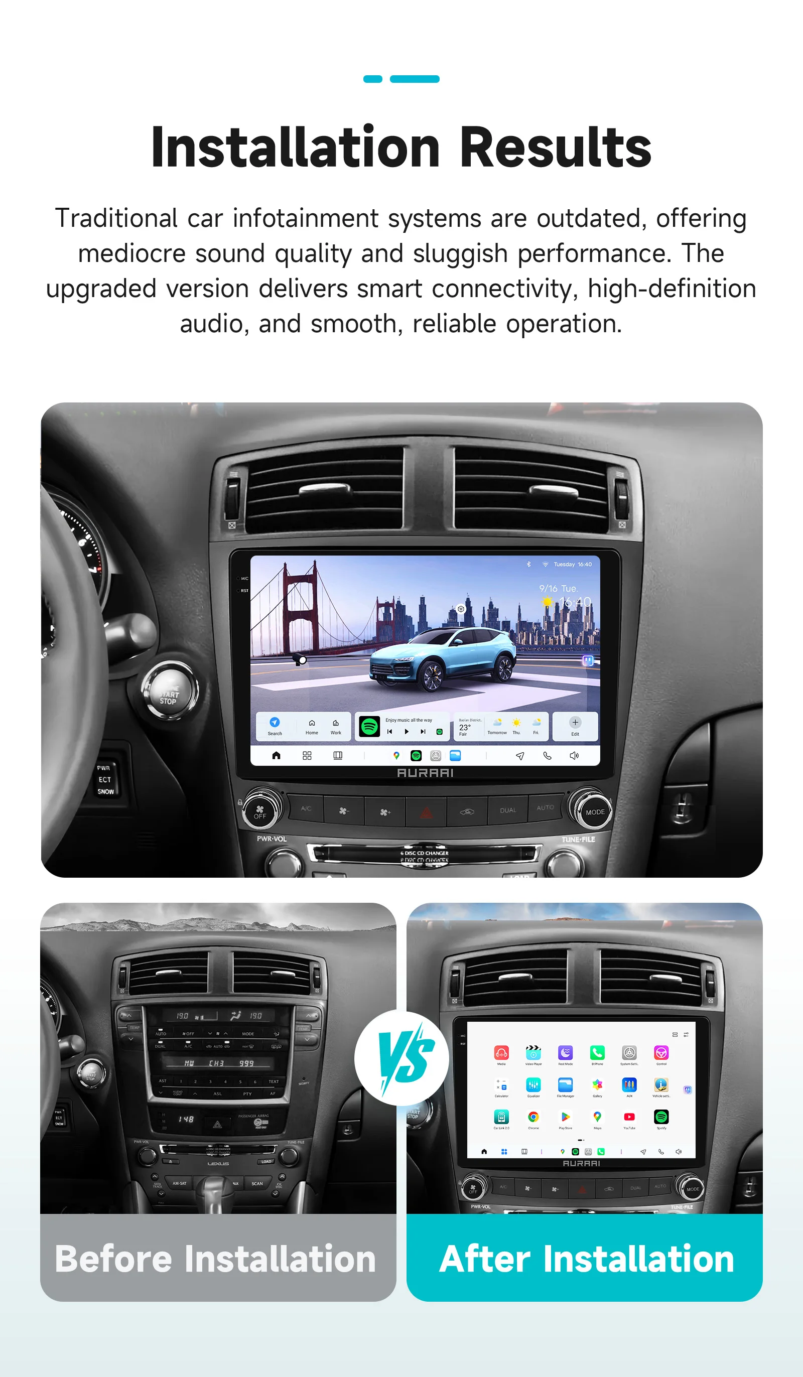 Hizpo 2K Bildschirm Kabelloses Android Auto für Lexus IS250 IS300 IS200 IS220 IS350 2005 - 2012 Auto-Infotainment-Player 3D HD Stereo – Detail 5