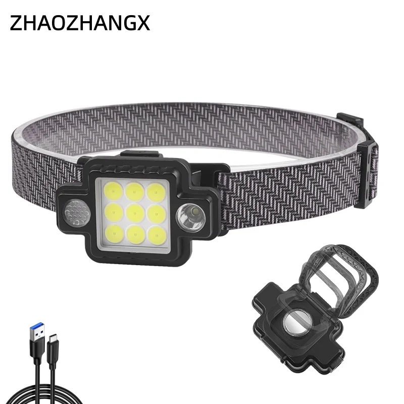

Многофункциональный налобный фонарь ZHAOZHANGX XPE со встроенным аккумулятором, зарядкой Type-C, магнитом и светодиодным рабочим светом (красный и синий)