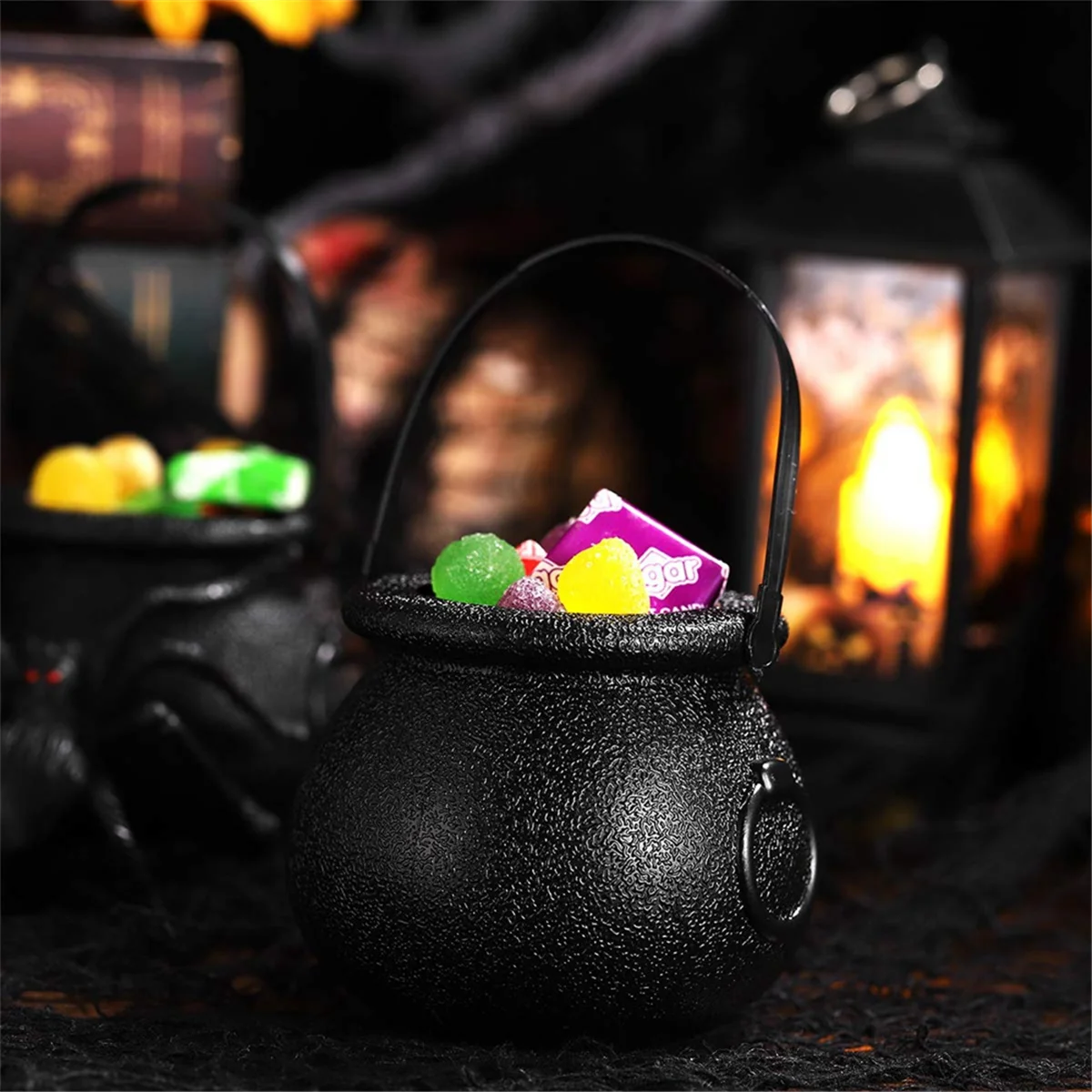 12Pcs Mini Candy Kettles Witch Skeleton Cauldron Holder Pot with Handle for Halloween Easter 'S Day