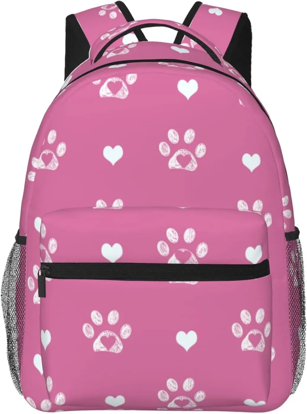 Dog Paw Prints On Pink Background Lightweight Laptop Backpack for Women Men College Bookbag Casual Daypack Travel Bag