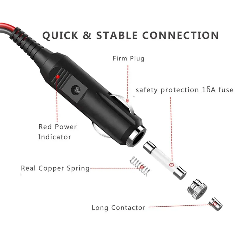 150CM 16AWG Car Cigarette Lighter Plug to SAE Quick Disconnect Adapter Extension Charging Cable Heavy Duty Power Supply Cord