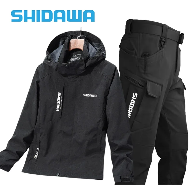 Outdoor Sports Breathable Climbing Clothes Men Spring Autumn Thin Fishing Suits Windproof Waterproof Hooded Jacket Cycling Pants