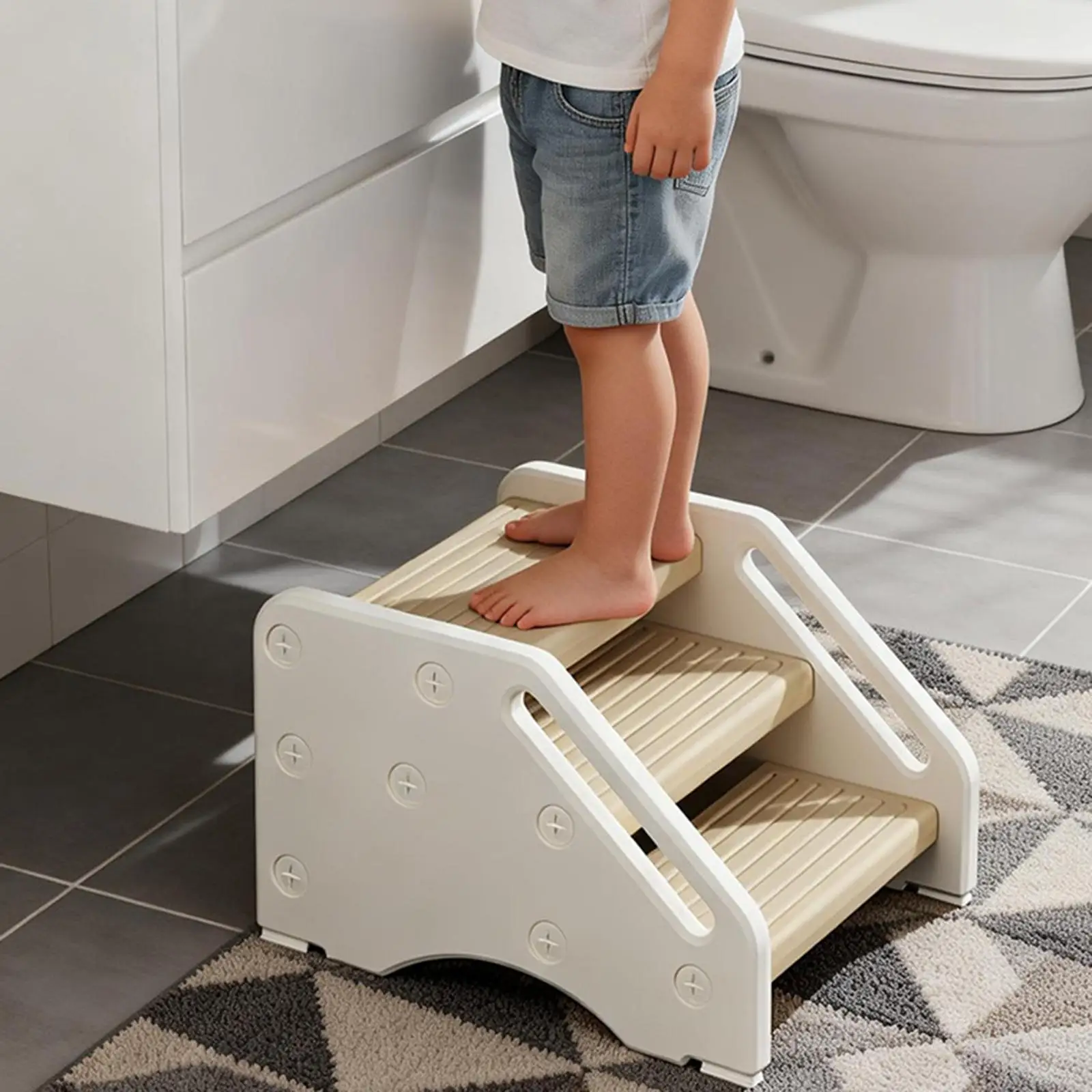 

Step Stool for Kids Non Slip for Children Lightweight Versatile with Handle Toilet Step for Wash Hands Bedroom Washbasin