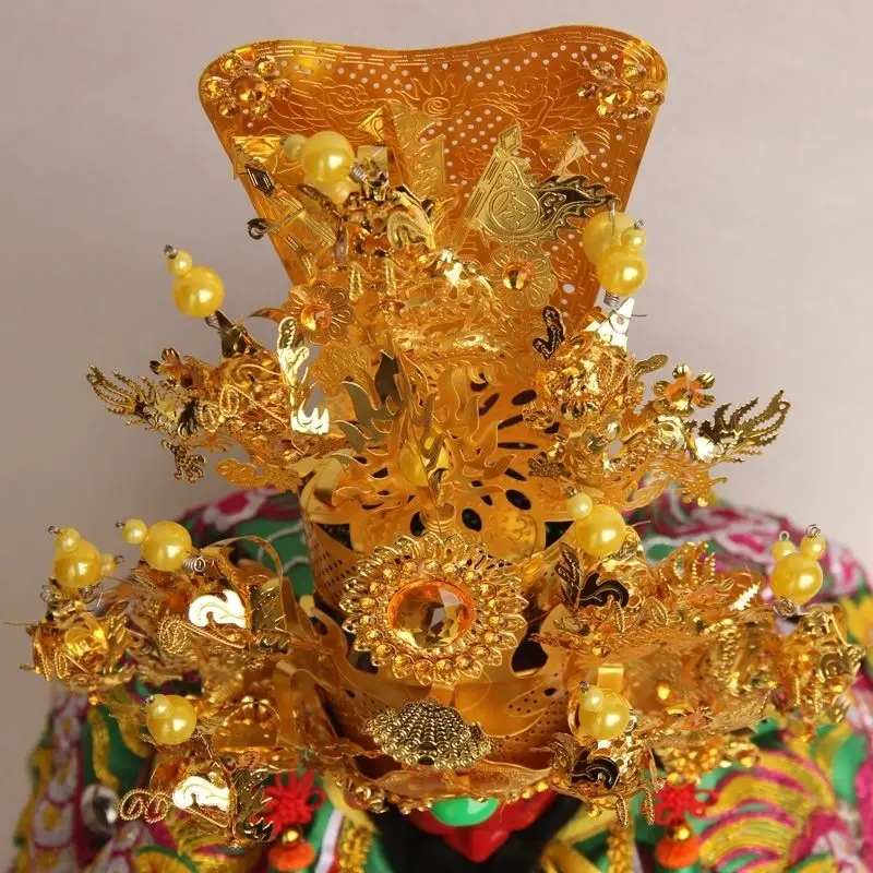 Buddha statue hat, Guan Shengdi Jun hat, divine head crown, metal hat for Buddhist temple offerings (customized)