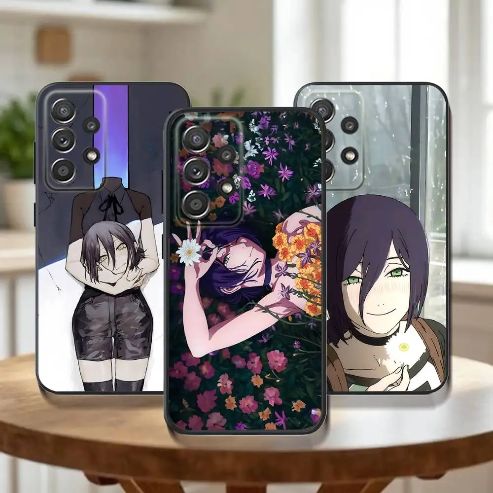 

C-Chainsaw Man Reze Phone Case For Samsung Galaxy A73,31,32,72,41,53,52,71,22,5G,Note,J7,8,9 Soft Black Cover