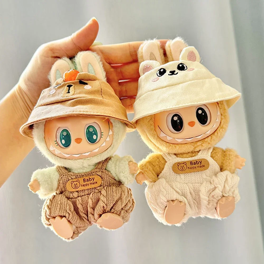 Mini Plush Doll'S Clothes Outfit Accessories for Korea Kpop Exo Labubu Idol V1 V2 Bubble Overalls Hat Clothing Gift