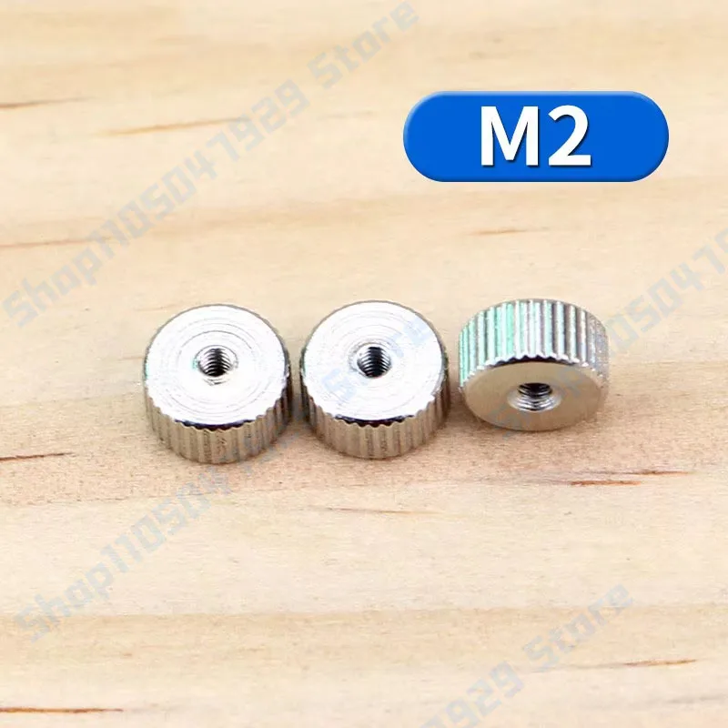 Picture 4: Peijian 10/20/30/50/100pcs M2 M2.5 M3 M4 Carbon Steel Nickel Plated Round Knurled Thumb Thin Nuts Through Hole Nut