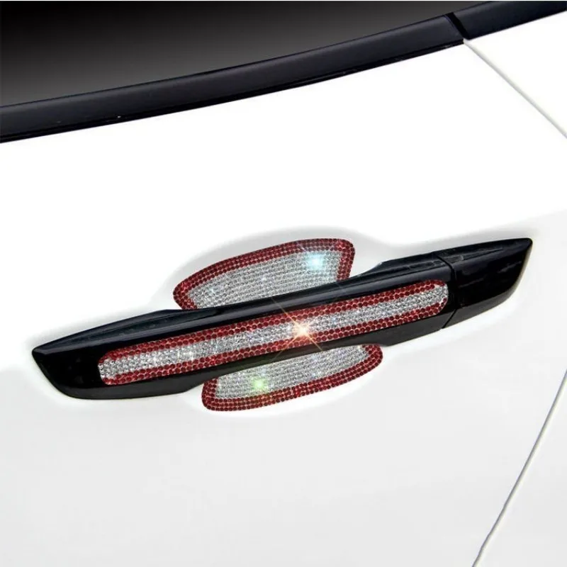 

8PCS Car Door Handle Sticker Decal Diamond Bling Crystal Film Auto Accessories for Girls Anti-Scratch Protection