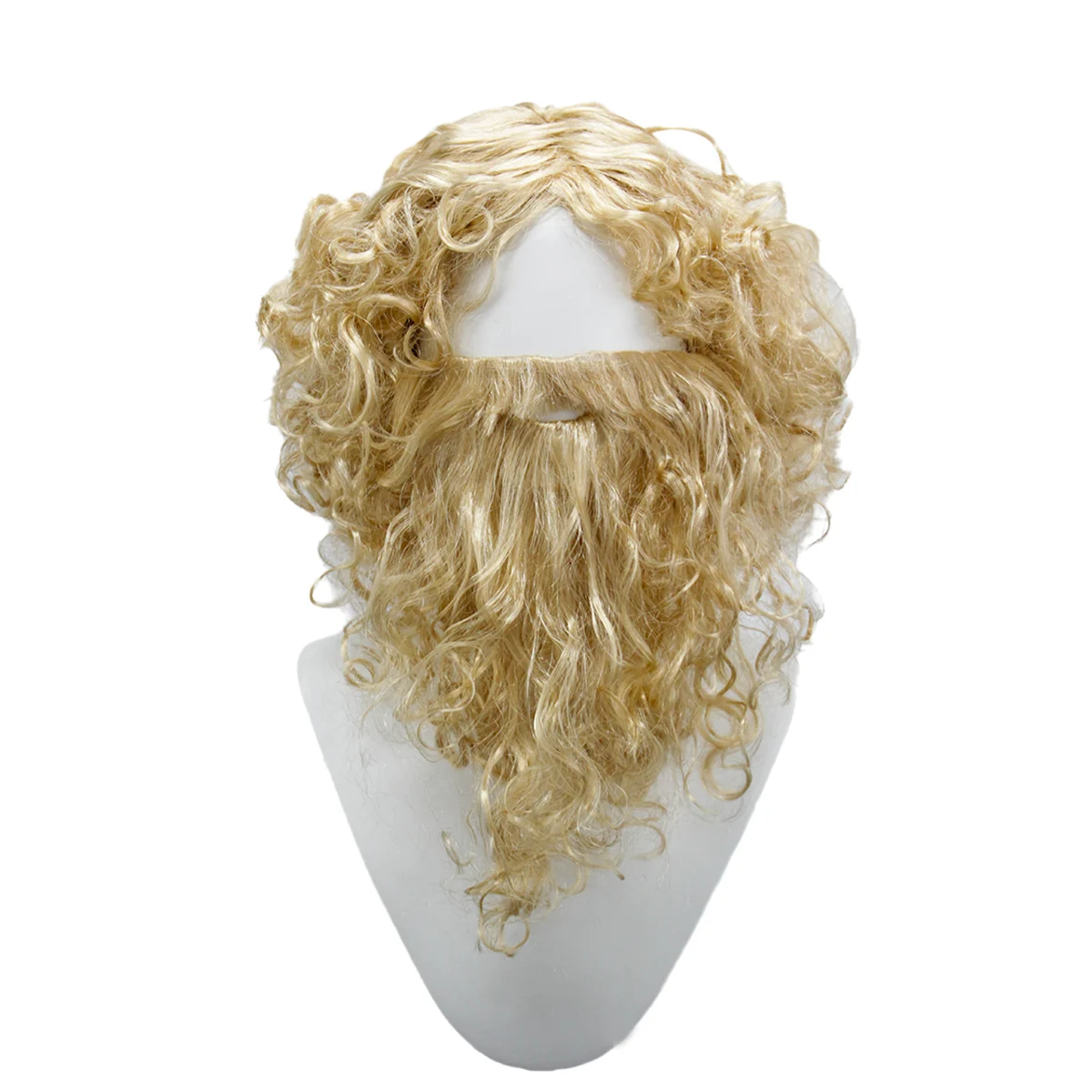 

Цельный синтетический парик с золотисто-коричневыми вьющимися волосами | Праздничная вечеринка Санта-Клаус мифический персонаж Зевс Посейдон косплей парик
